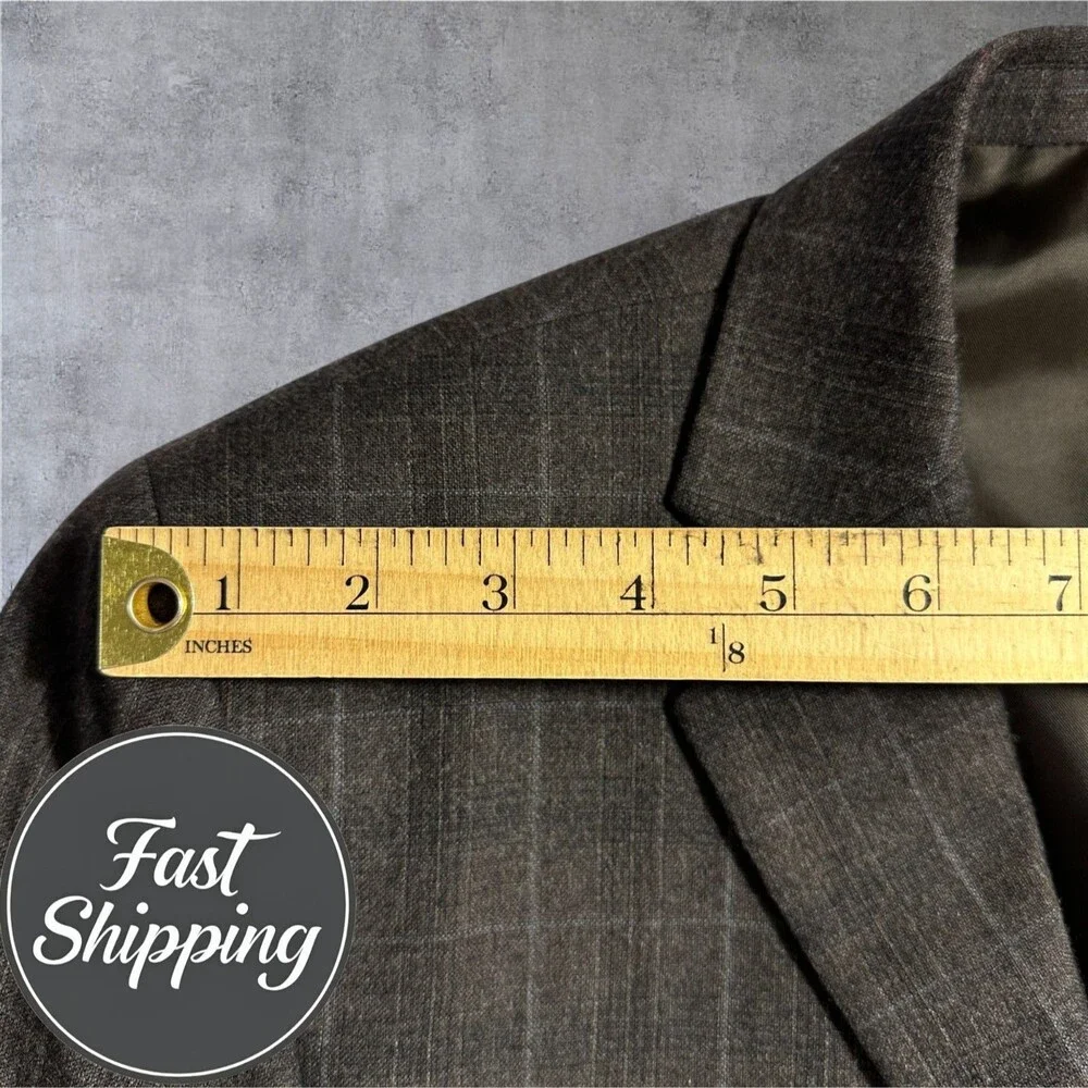 STAFFORD Slim Fit Mens 2 Piece suit Jacket 40R  Pants 34x29 Wool Plaid Brown