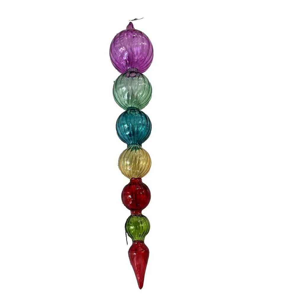 NWT Blown Colorful Round Bubble Glass Teardrop Christmas Ornament 12