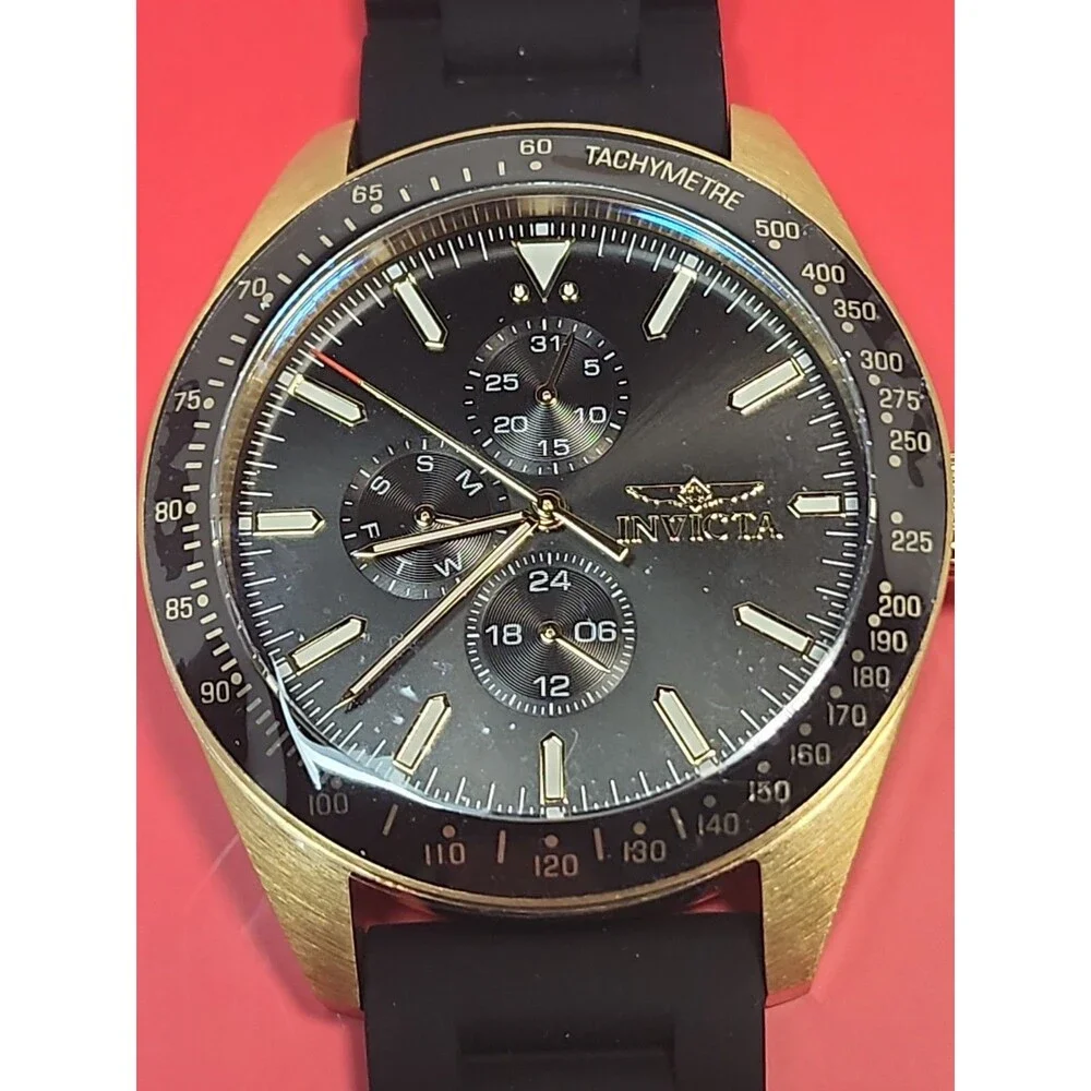 **NEW** Invicta Aviator Nomad Mens - 45mm, Black Silicone (38404) Original Box