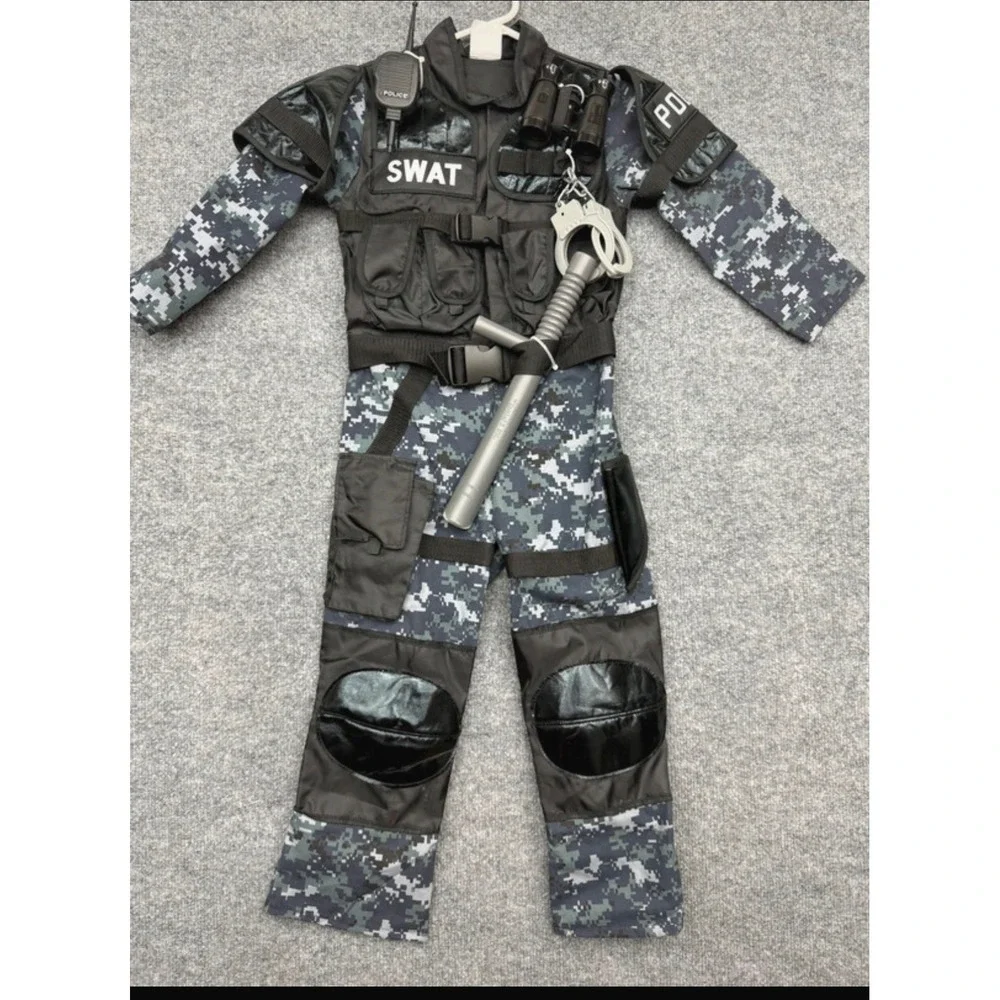 Teetot Kids SWAT Police Officer Costume Digital Camo Tactical Vest Set Size 5-6