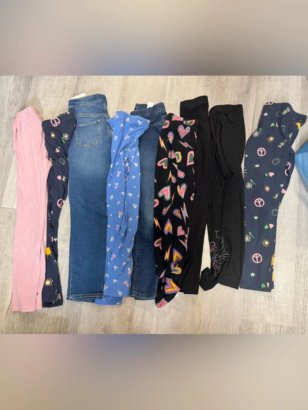 Old Navy Girls Mixed Color & Printed Leggings Pack - Pink, Navy, Blue, Black