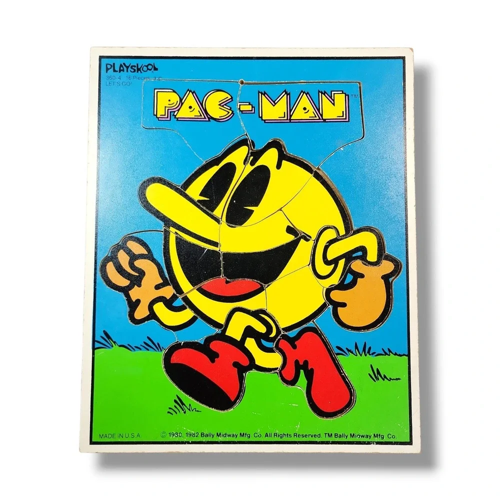 Pac-Man Jigsaw Puzzle Playskool 16 Pieces Vintage Bally Midway Pac Man‎ 1982 HTF