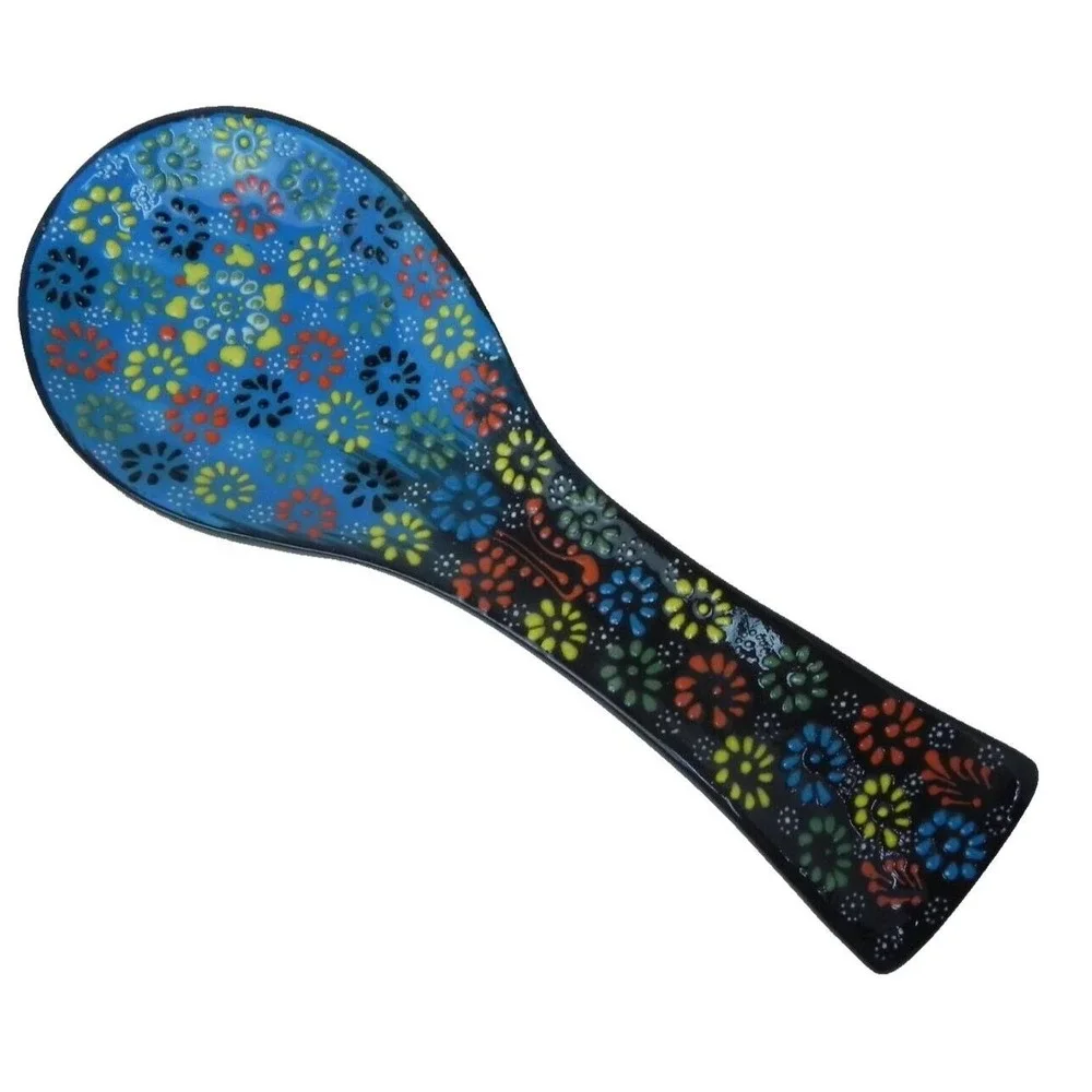 Kitchen‎ Spoon Rest Handmade Hand Painted Turkish Folk Art Blue