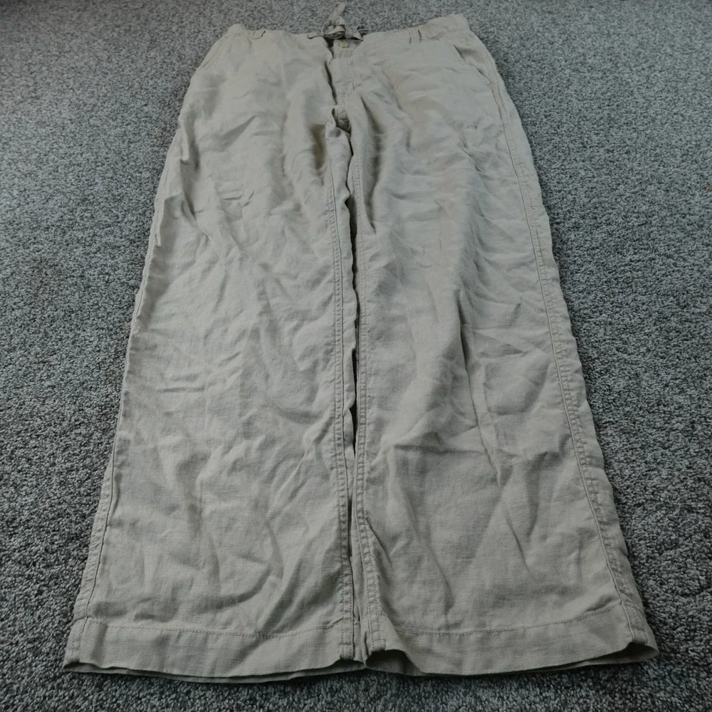 Apt 9 Pants Mens 36X32 Beige Linen Chambray Flat Front Drawstring Chino Beach