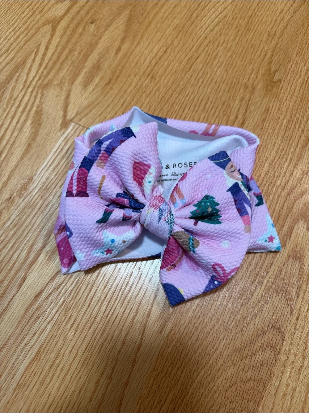 Pink Holiday Print Bow Headwrap by Lilac & Roses