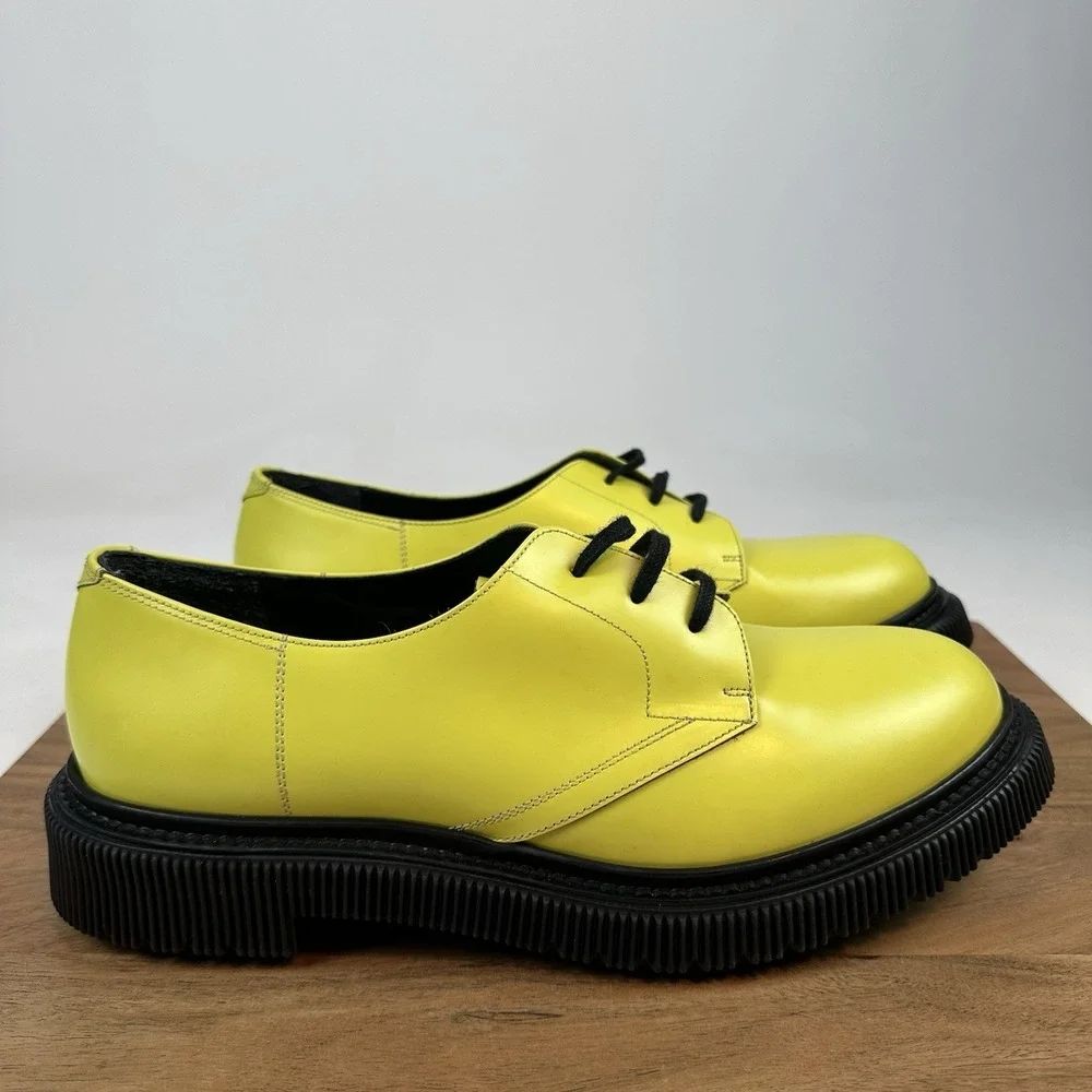 Mens Adieu Type‎ 101 Waxed Yellow Leather Platform Creepers Oxfords Size EU 43
