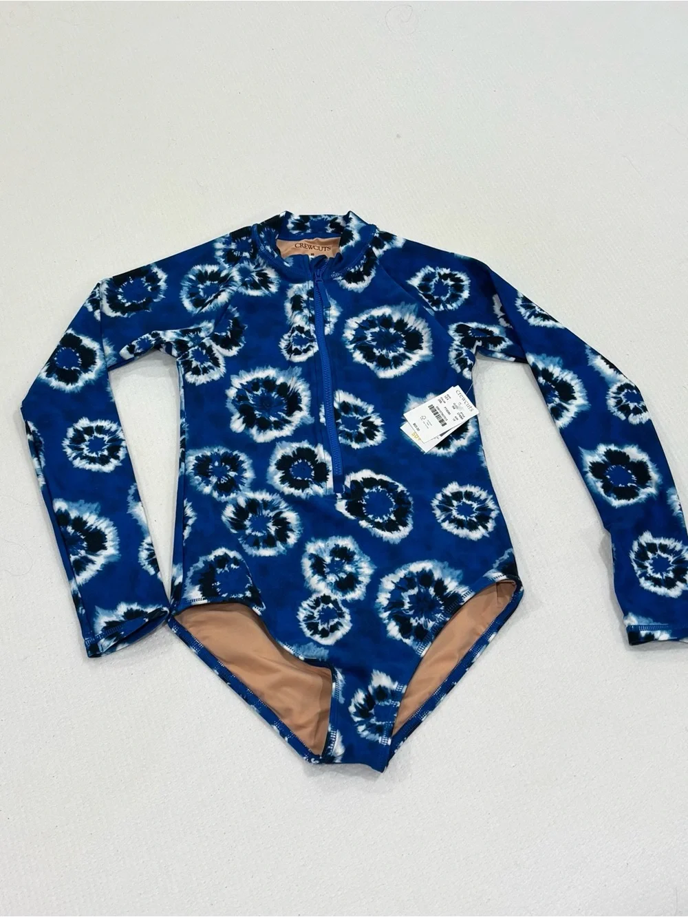 Crewcuts Blue Tie-Dye Long Sleeve One-Piece Swimsuit