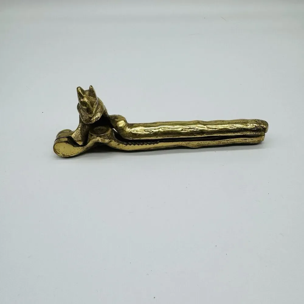 Vintage Solid Brass Squirrel Nutcracker Heavy Cast Metal Kitchen Bar Tool 6