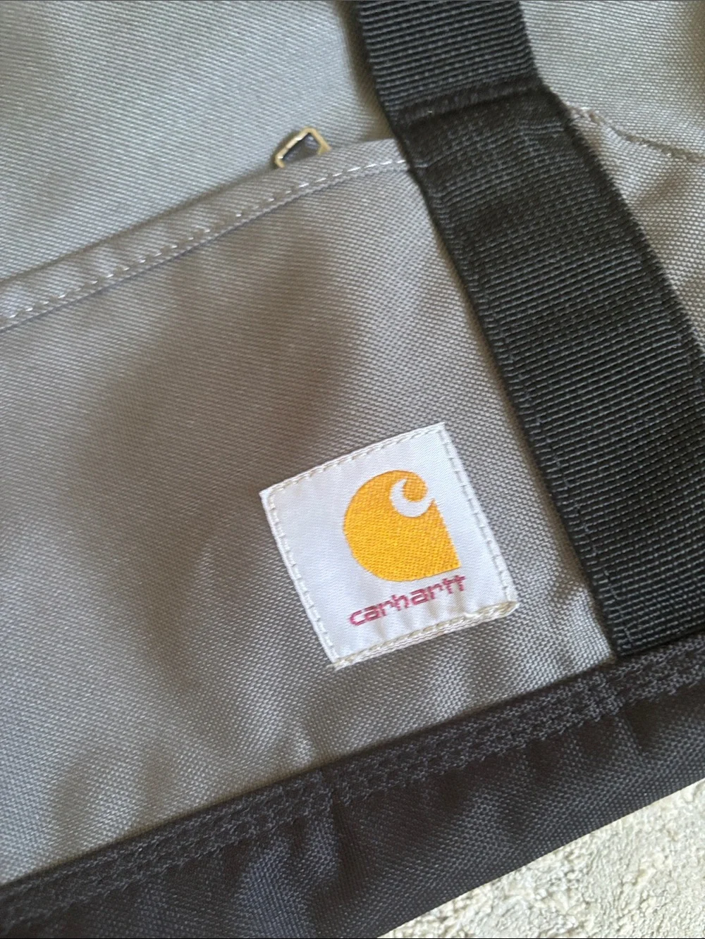 Carhartt Gray and Black Canvas Duffel with Shoulder Strap