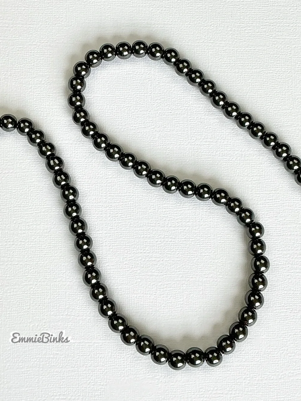 NWT Unisex Hematite Stone Beaded Necklace