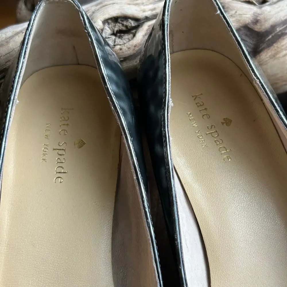 Kate Spade Tortoise Patent Leather Heels Animal Print Metallic Size 9.5