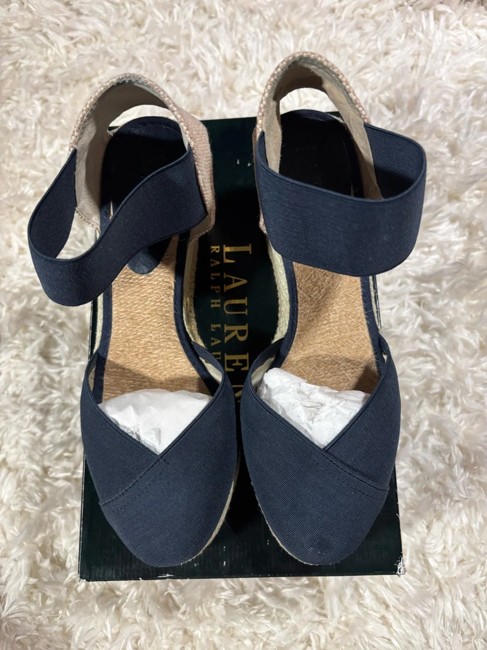 Ralph Lauren Charla Navy Canvas Women's Sandals-6.5