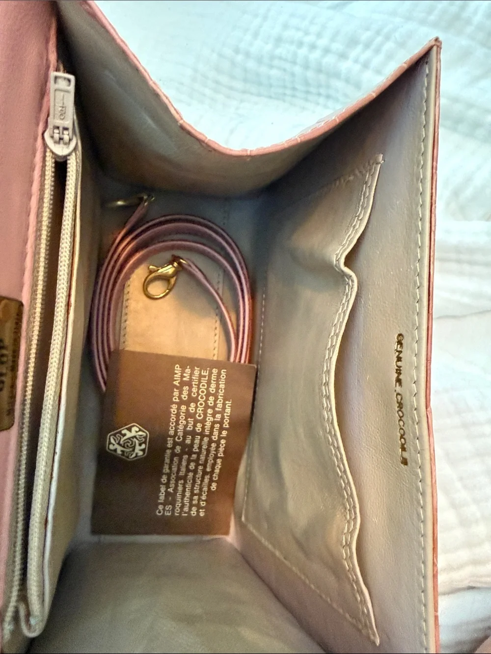Vintage Olop genuine crocodile Top-Handle Bag in Dusty Rose