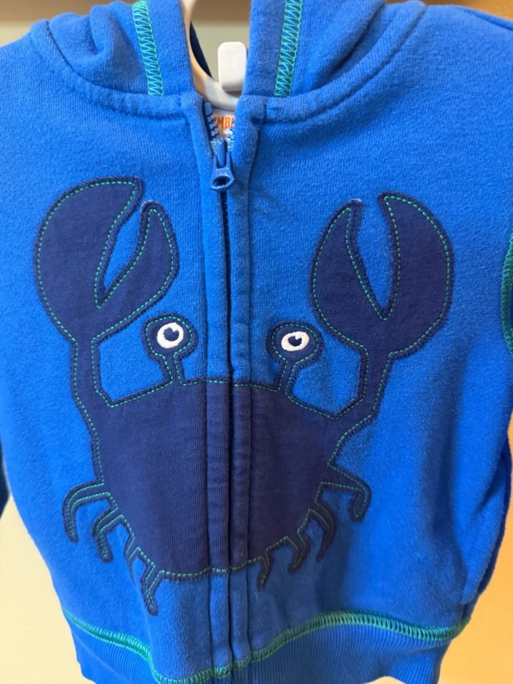 Gymboree Baby Boys Blue Crab Hoodie Size 6-12 M
