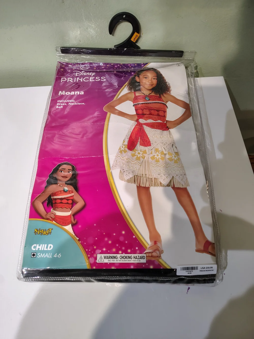 NWT Spirit Halloween Moana Girls Small 4-6 Halloween Costume Disney Princess