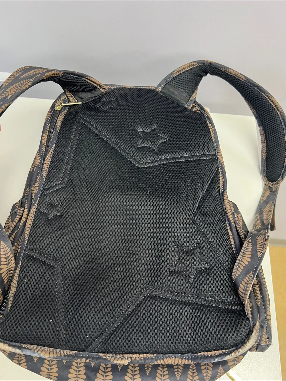 JuJuBe Patterned Diaper Backpack - Black & Gold Leaf Print