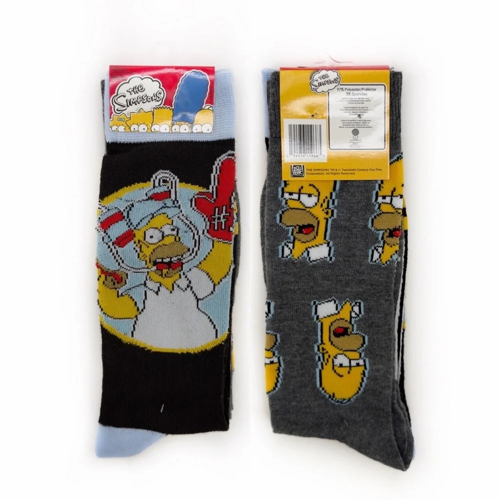 The Simpsons Crew Socks Mens Womens Homer Simpson Funny Gift 90s Y2K NWT New
