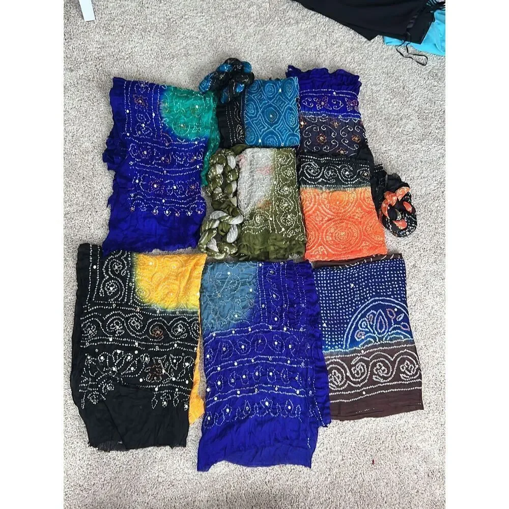 Traditional Bandhani Banarsi georgette chunni dupatta Tie-dye Desi yoga scarf