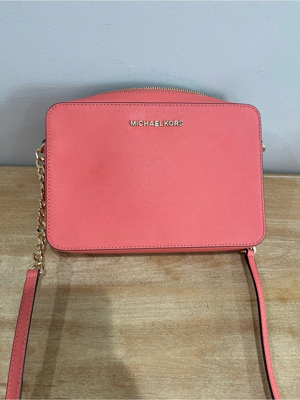 Michael Kors Coral-Pink Saffiano Crossbody