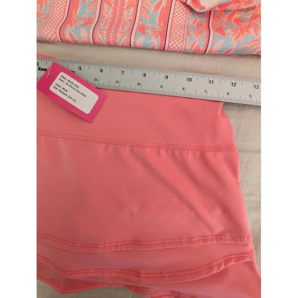 Lucky in Love Tank and Skort Set Girls Size M 10-12 Coral Pink Golf Tennis NWT