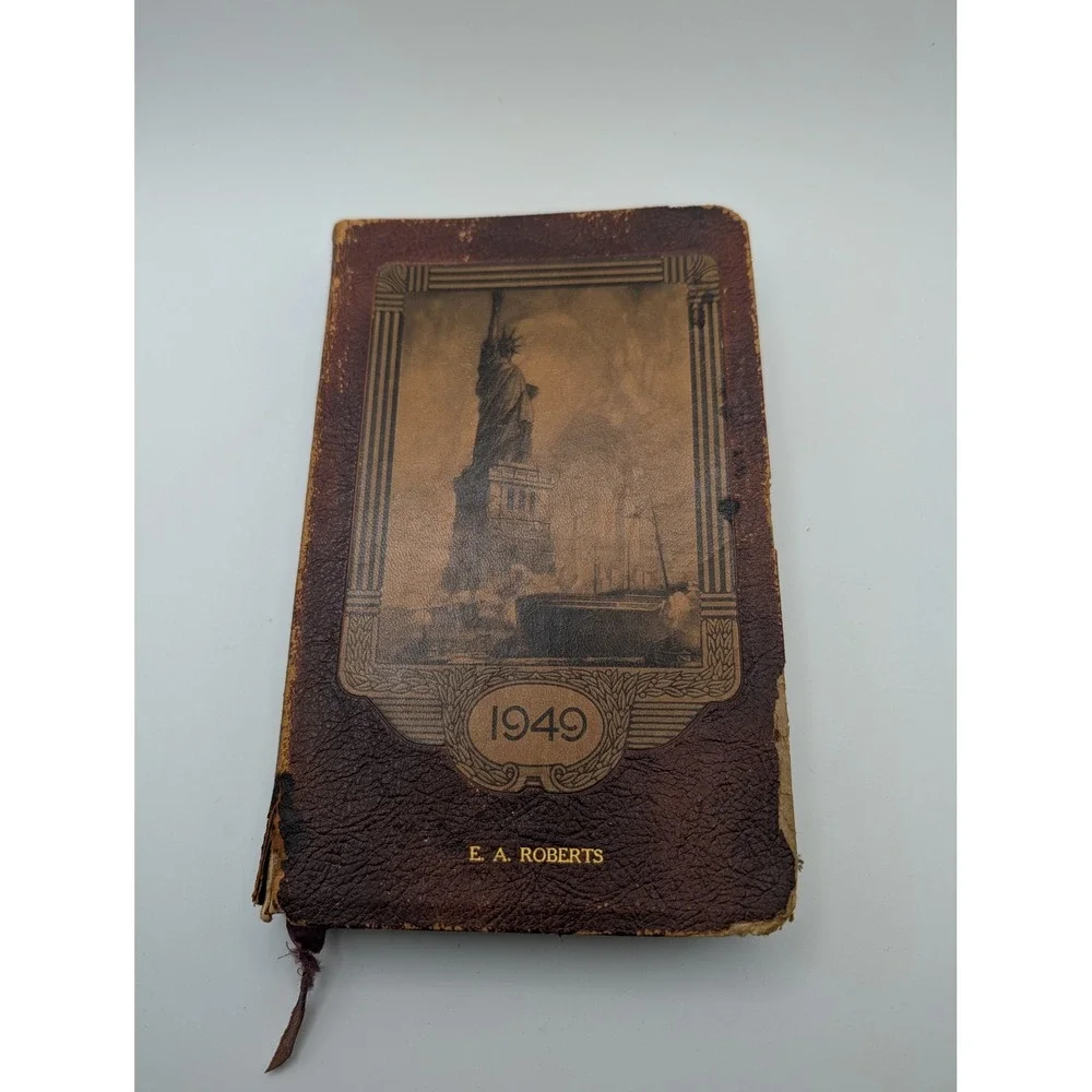 Vintage 1949 Executive Record and Travel Guide Statue of Liberty Brown Bigelow