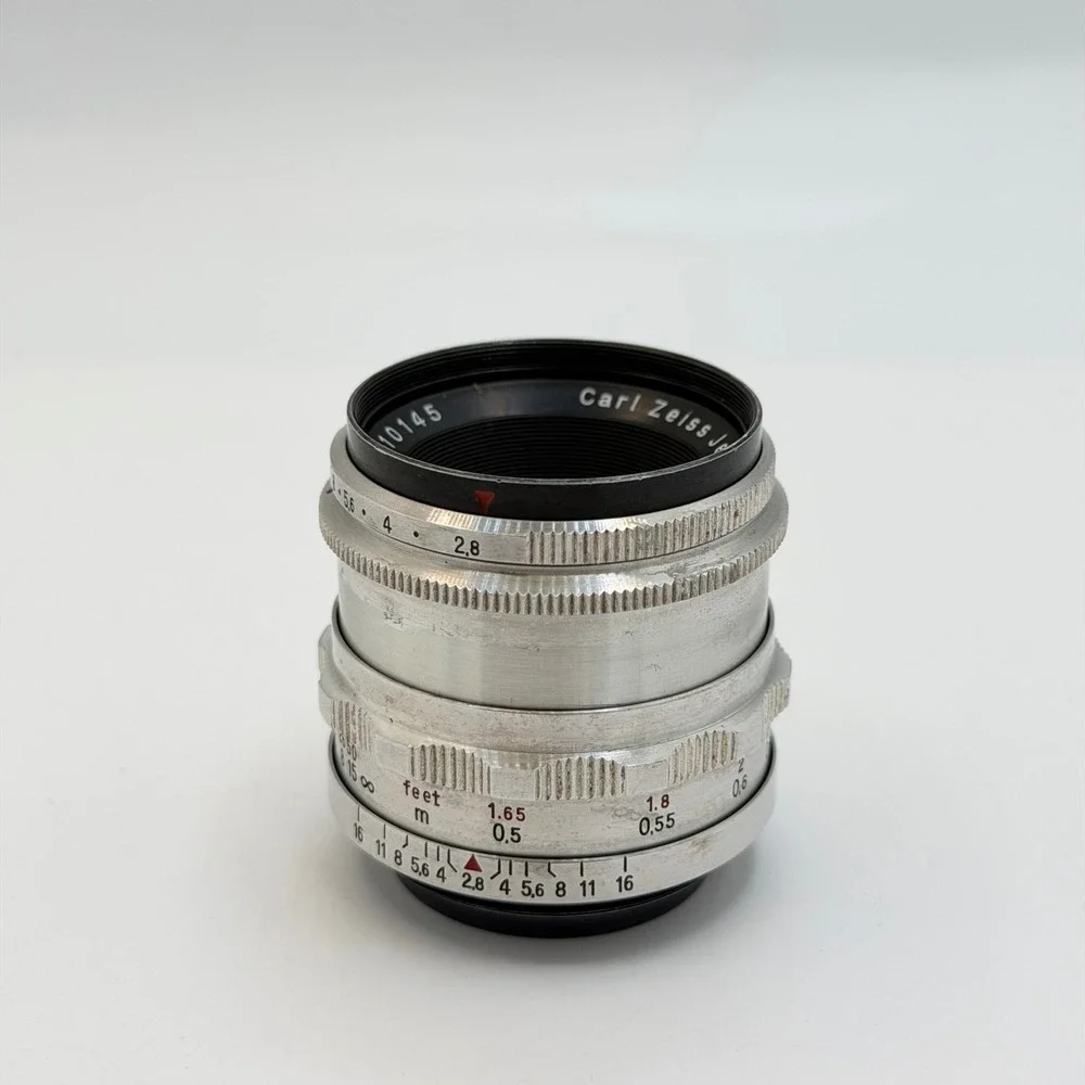 Carl Zeiss Jena Tessar 50mm f2.8 Red T Vintage M42 Lens Silver Germany 3810145