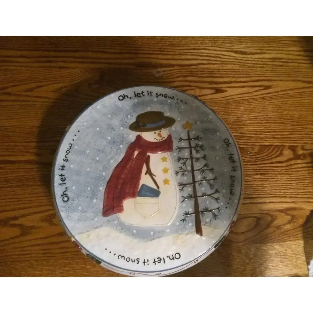 Let it snow snowman Decorative Tray Make The Season Bright Cake Stand Dessert