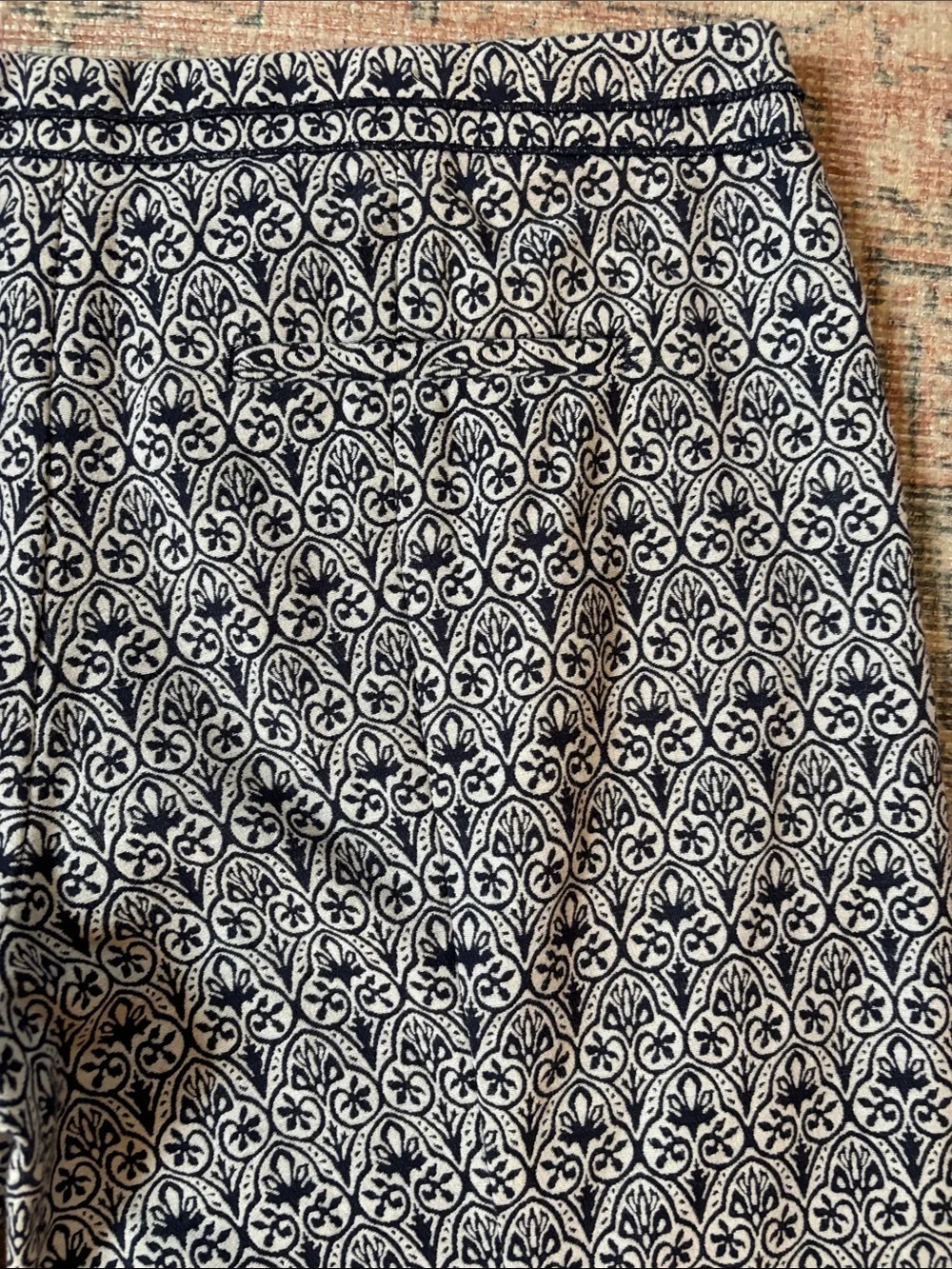 Tory Burch Navy and White Patterned Heidi Slim Fit Pants Size 4