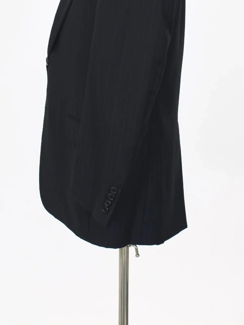 Hickey Freeman 40S 34x28 Black Full Suit 2-Button Stripe R971