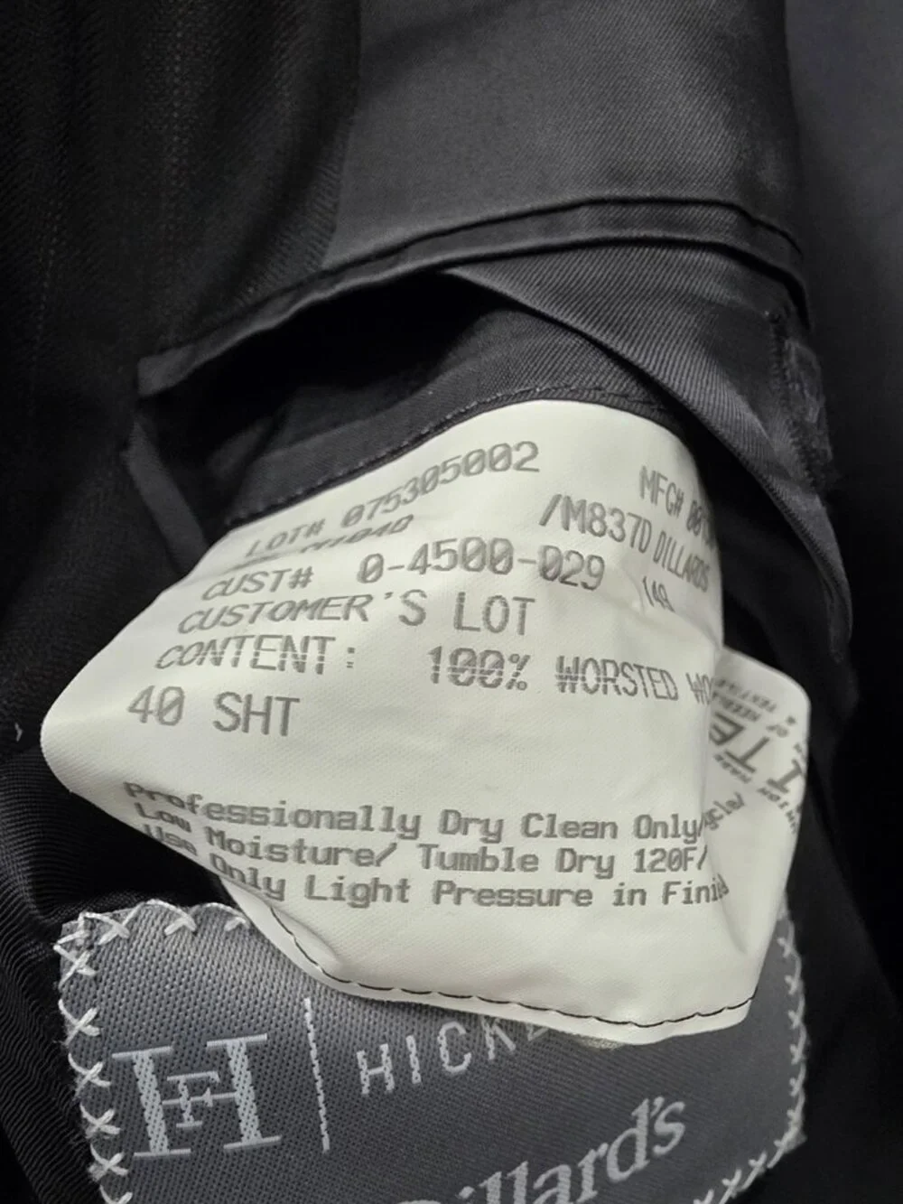 Hickey Freeman 40S 34x28 Black Full Suit 2-Button Stripe R971