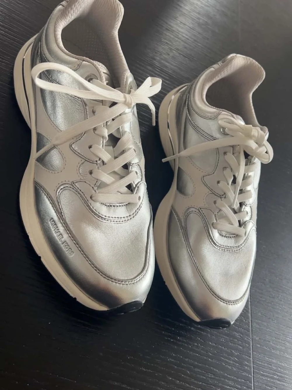 Michael Kors Silver Metallic Lace-Up Sneakers