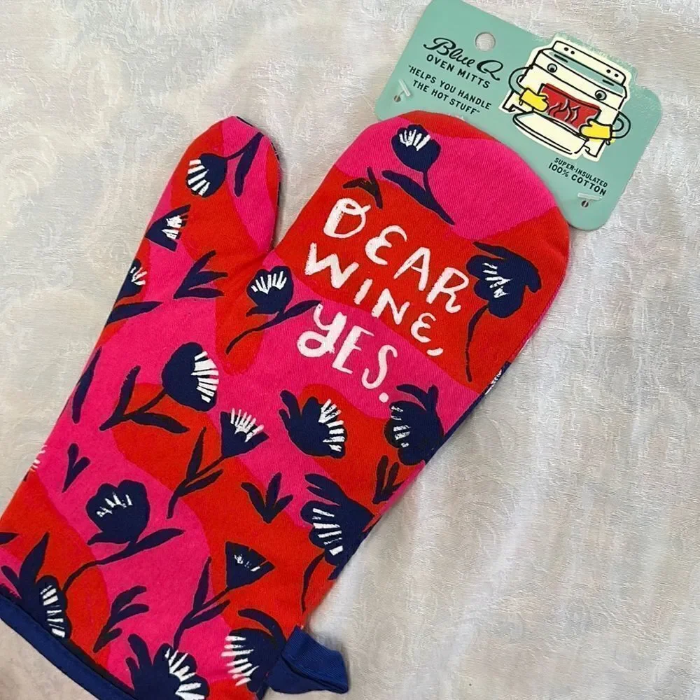 Blue Q Oven Mitt Cook Bake Dear Wine, Yes