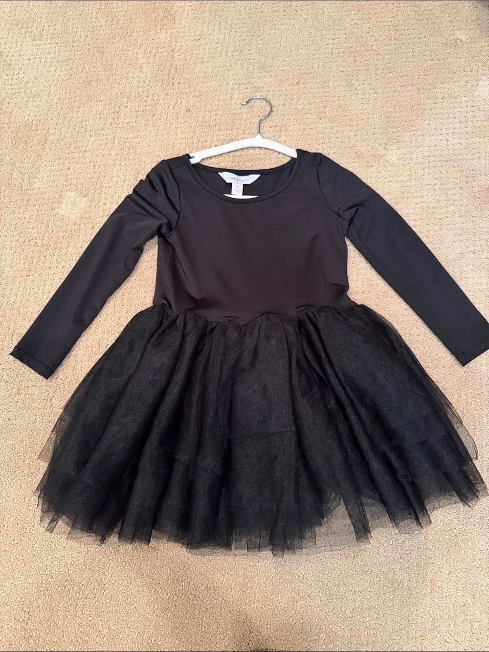 Black Long-Sleeve Tulle Ballet Costume Dress for Kids - I Love Plum size 8