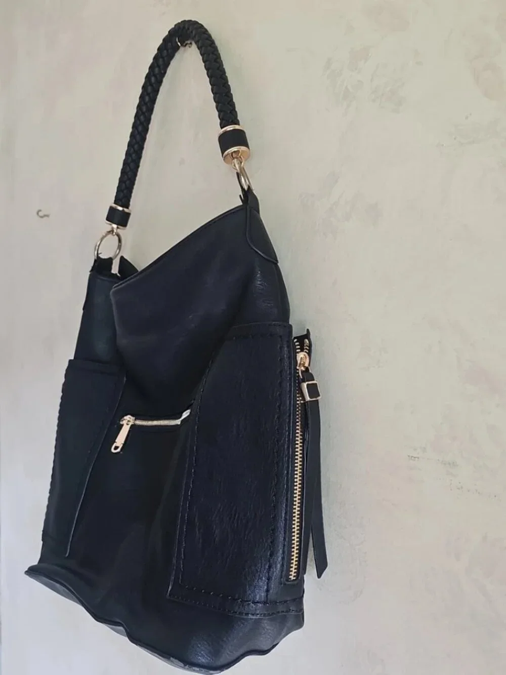 Miztique The Grace Hobo Black Pebble Vegan Leather Bag
