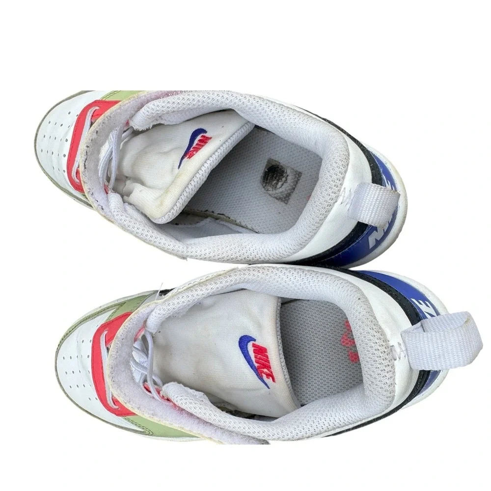 Nike Court Borough Low 2 Kids Sneakers White Pink Green Blue DV5457-108 Size 3Y