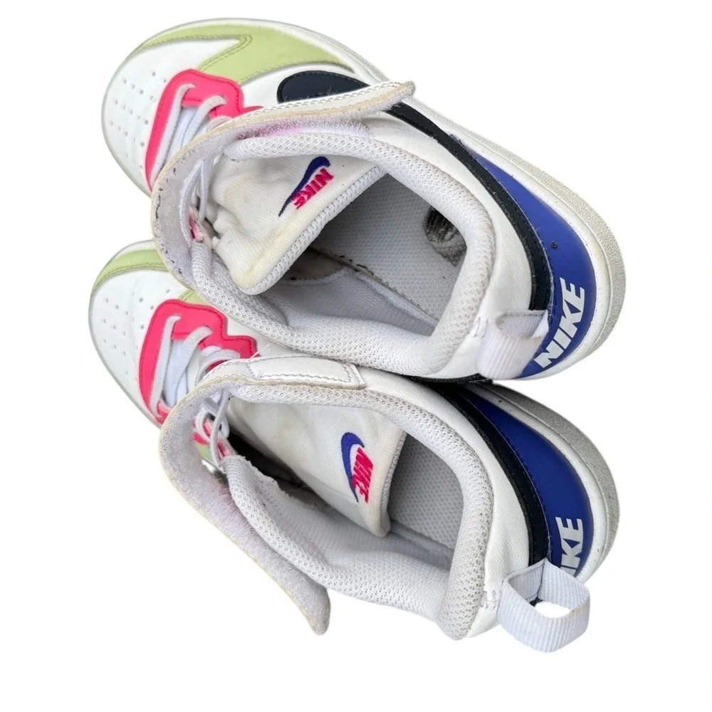 Nike Court Borough Low 2 Kids Sneakers White Pink Green Blue DV5457-108 Size 3Y