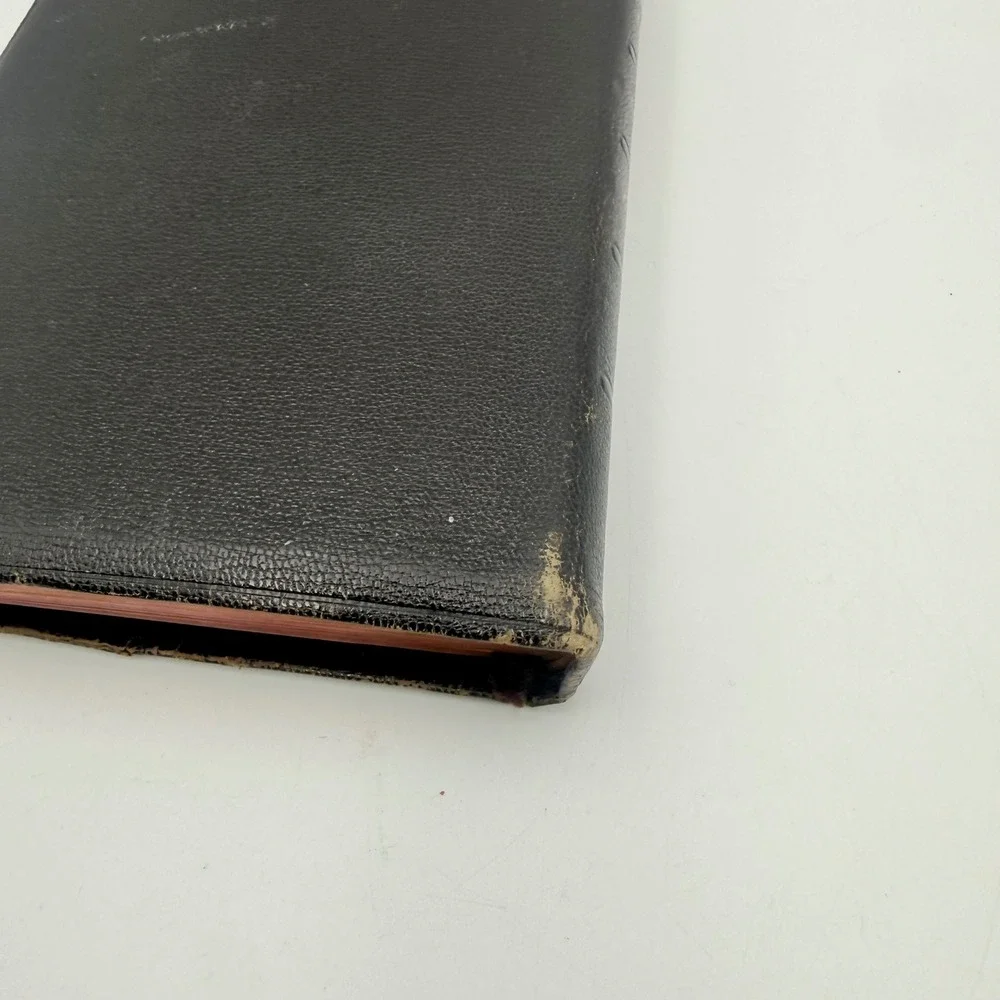 Vintage World Holy Bible KJV Red Letter Genuine Morocco Leather Black Reference