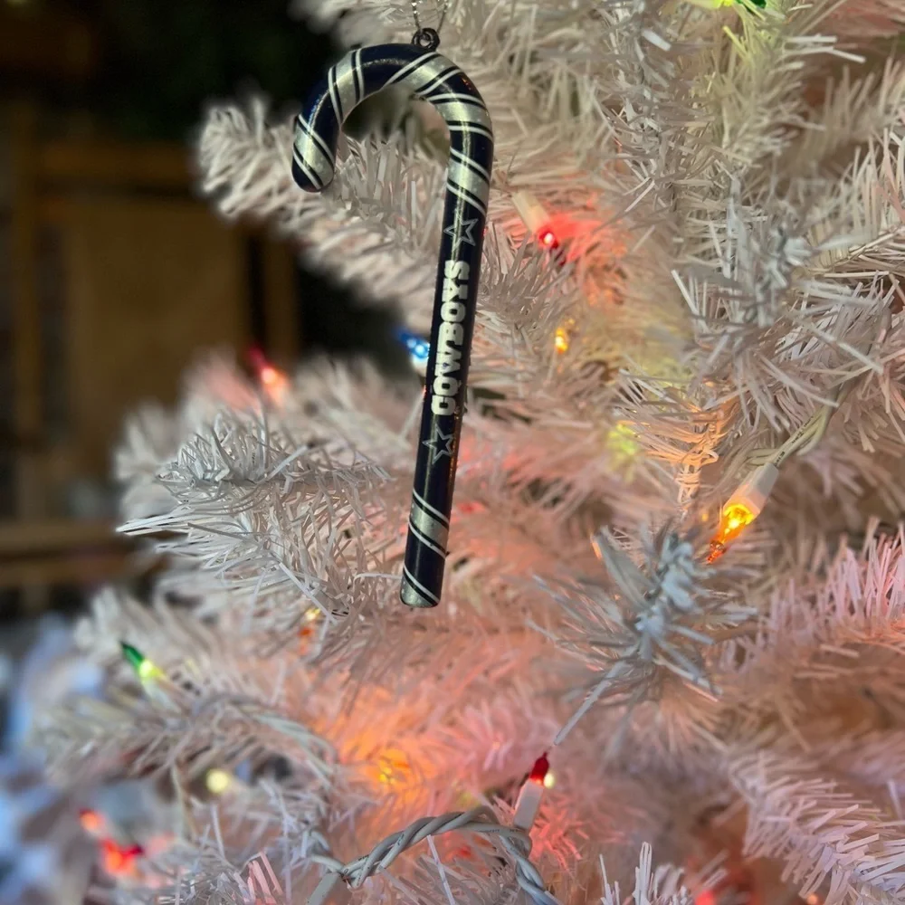 Vintage NFL Dallas Cowboys Candy Cane Christmas Ornament Forever Collectible
