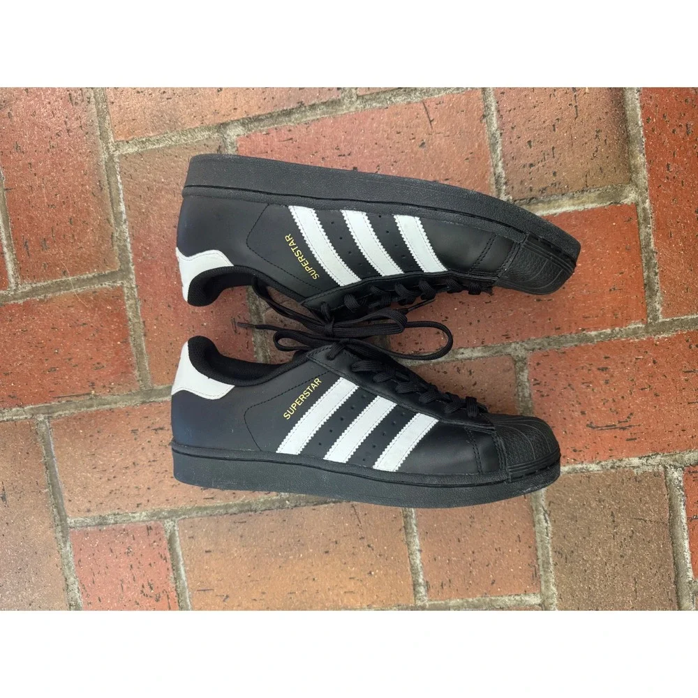 Adidas Originals Superstar Black White Gold Shell Toe Mens Shoes B39397 Size 8.5