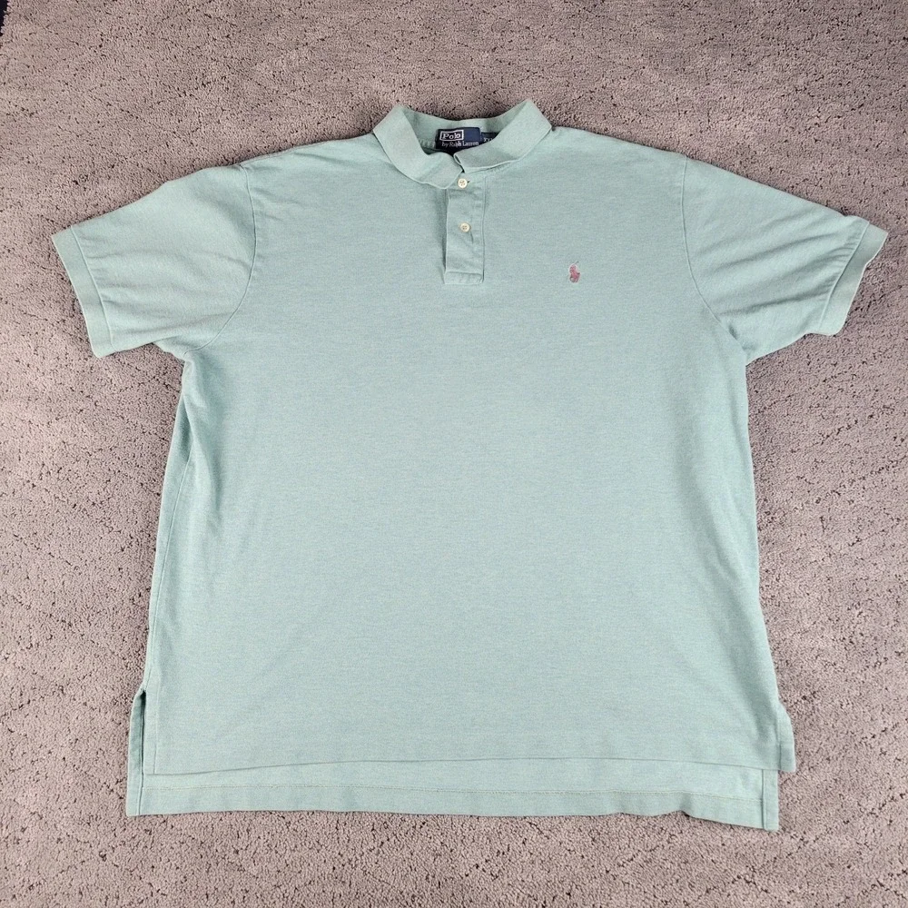 Polo Ralph Lauren Shirt Mens 2XL Green Short Sleeve Knit Polo Collared Preppy