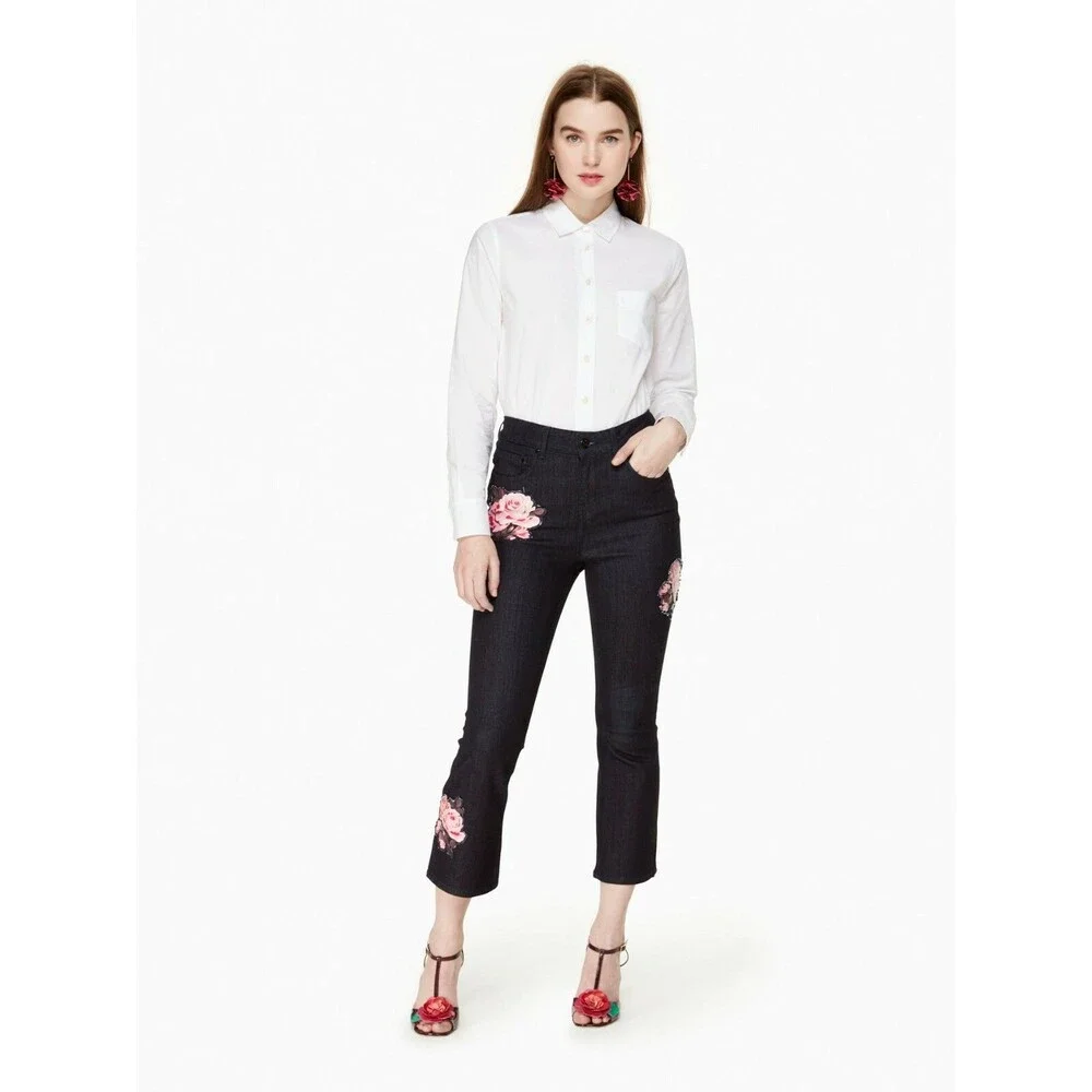 Kate Spade Broome Street Rose Kick Flare Jeans