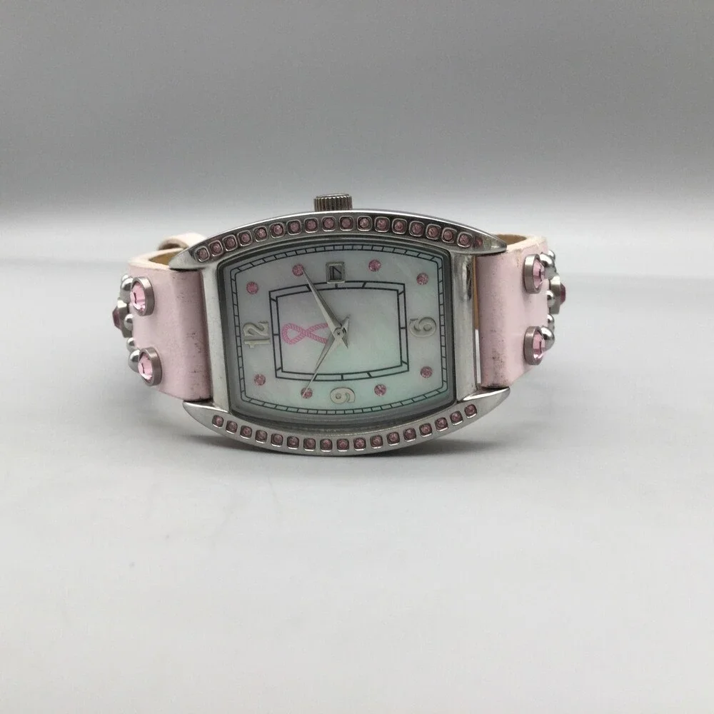 Montana Womens Watch 28mm Pink Crystals Breast Cancer Awareness New Battery