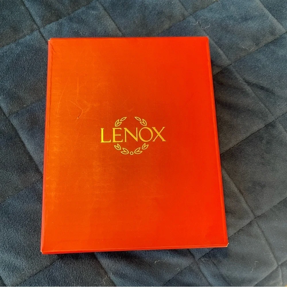 Lenox Silver Plated Ornament with Red Ribbon and 6 Colorful Gems NIB