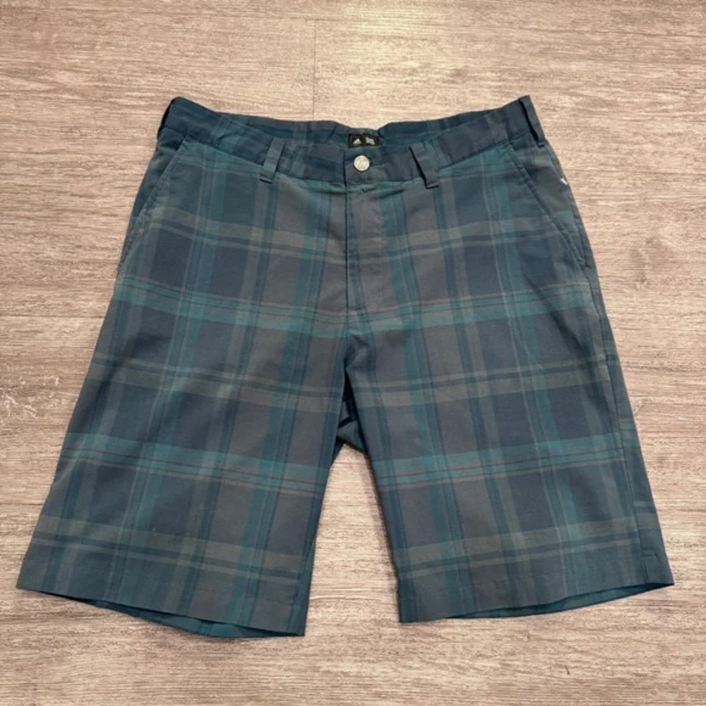 Adidas Shorts Mens 32 Blue Plaid Golf 8.5