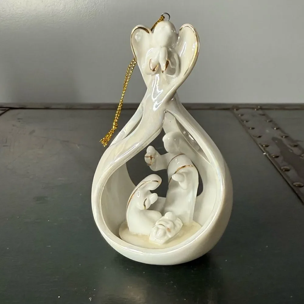 Angel Watching Over Holy Family Ornament Gift Indoor Home Decor Any Occasion