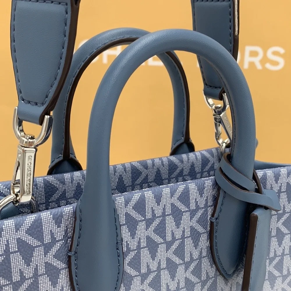 Michael Kors Mirella Extra-Small Ombré Logo Crossbody XBODY ShopperBag Denim NWT
