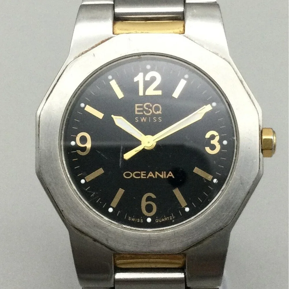 ESQ Movado Oceania Mens Watch 35mm Two Tone Swiss E3701 New Battery 7.25
