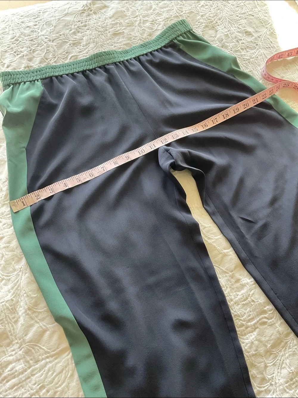 Tory Burch Black Wide-Leg Pants with Green Side Stripe brand new NO TAGS 🏷️ 12