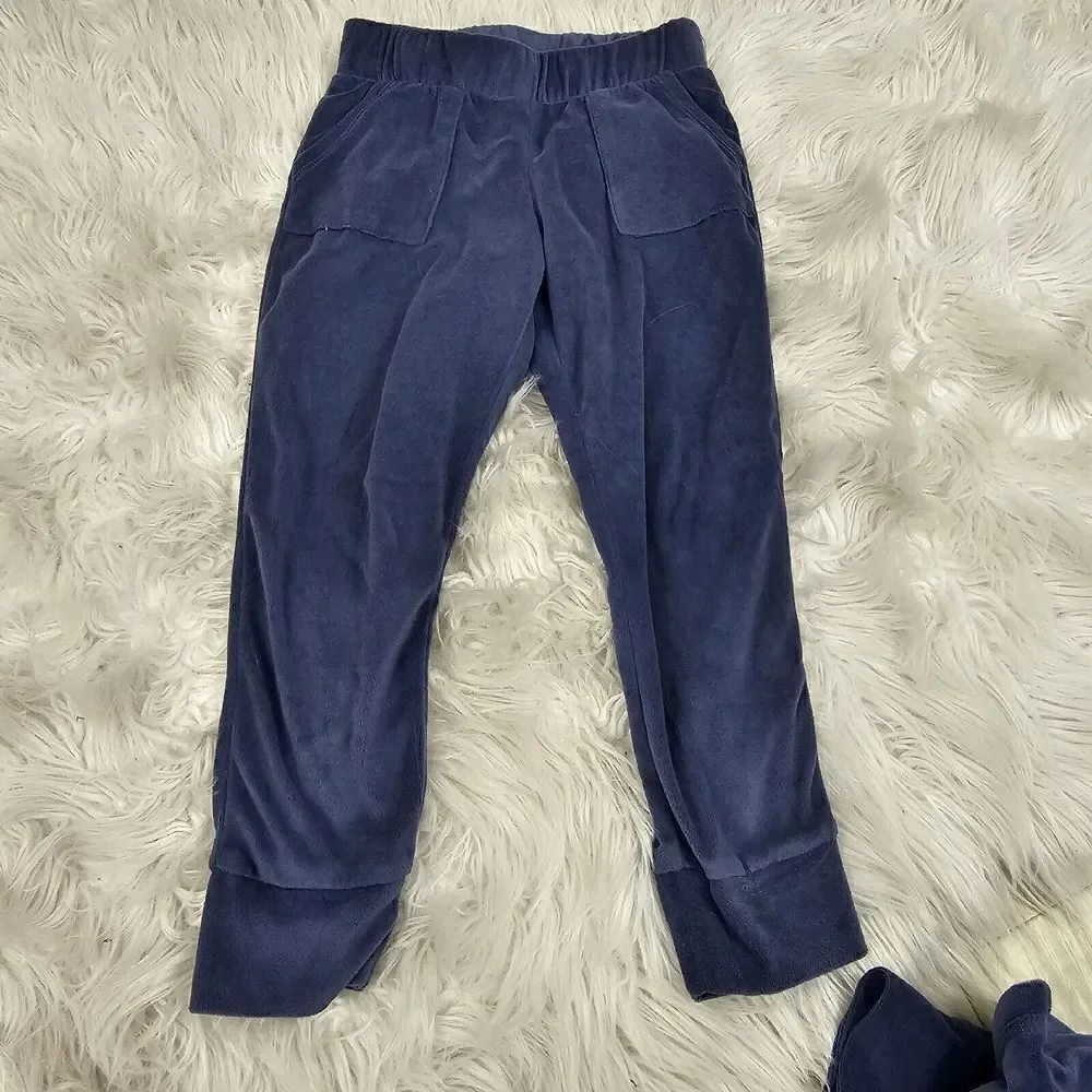 Justice Blue Jogger Track Set Cropped Hoodie Outfit Girls Size XS Sleep