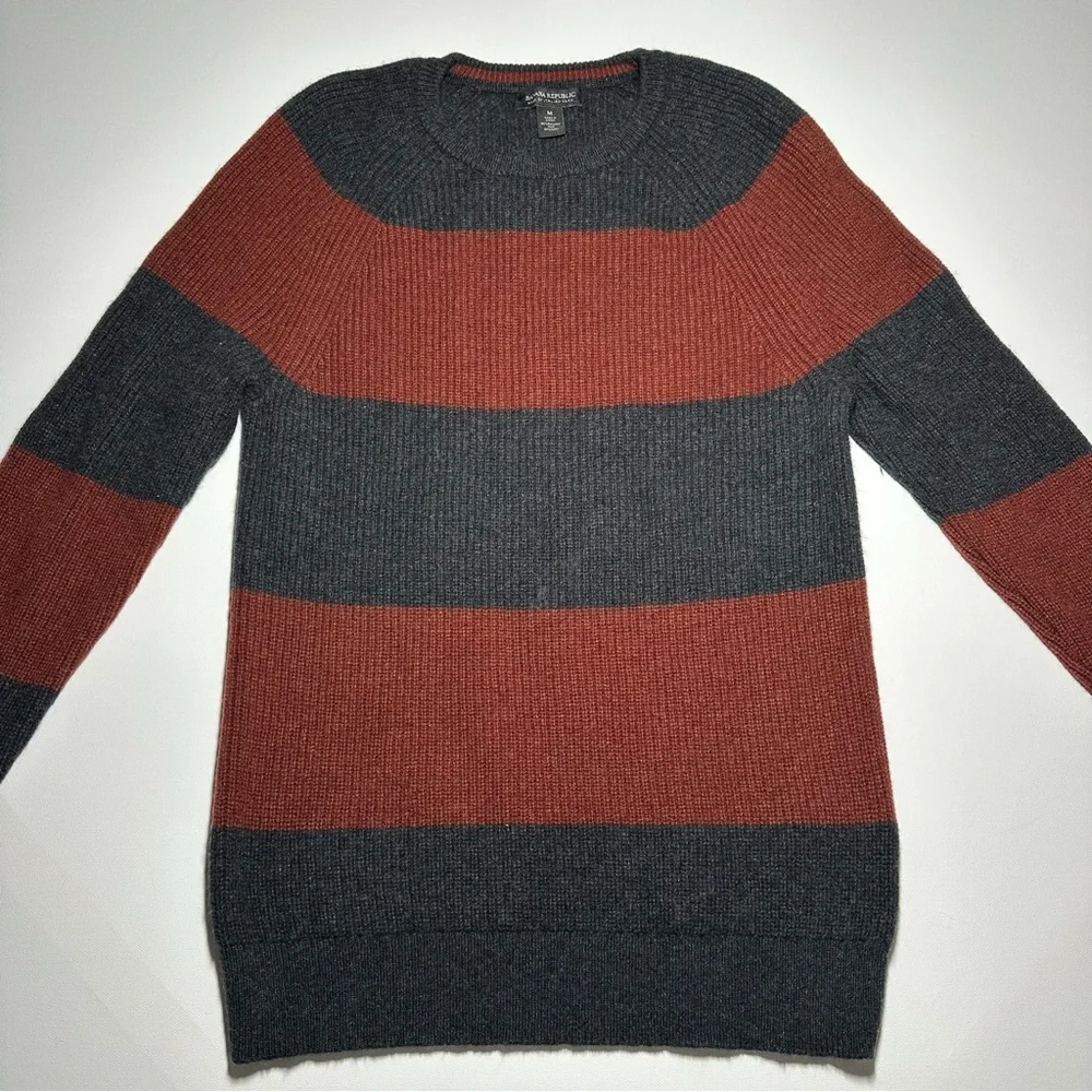 Banana Republic Wool Blend Crewneck Striped Sweater, Italian Yarn - Mens Medium